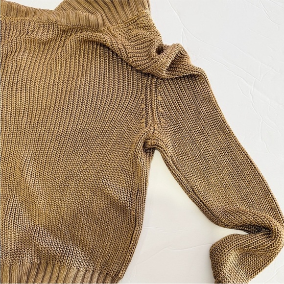 Theory brown metallic roving cropped sweater in toffee NEW - Picture 12 of 13